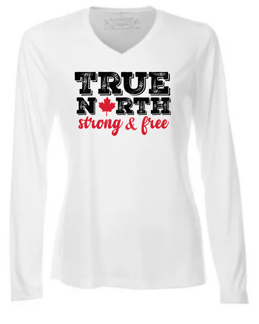 Bold True North Ladies Long Sleeve Tee - White