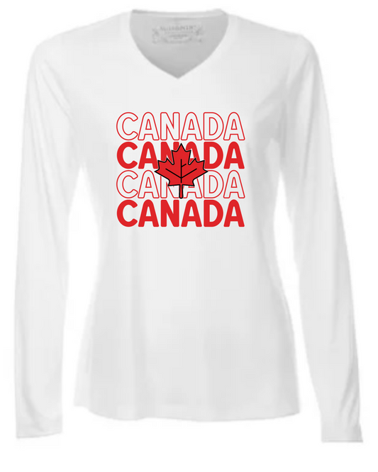 Canada Canada Canada Canada Ladies Long Sleeve Tee - White