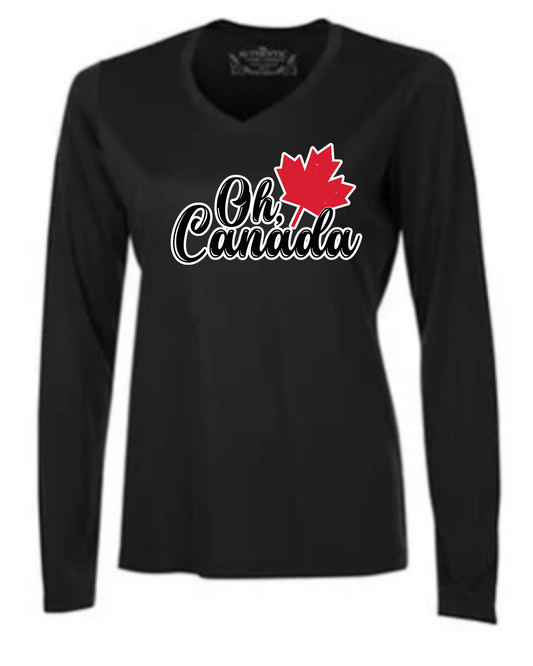 Oh Canada Ladies Long Sleeve Tee - Black
