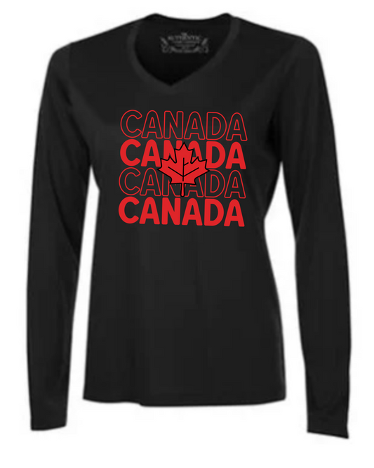 Canada Canada Canada Canada Ladies Long Sleeve Tee - Black